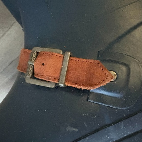 Sperry Top-Sider Saltwater Rain Boots Navy Blue Brown Buckle Women's Size 11 Mid - Picture 11 of 14